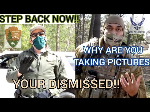 AIRFORCE SCRAMBLE ON BASE WHILE GETTING *DISMISSED* PARK RANGER WANTS TO GO HANDS ON